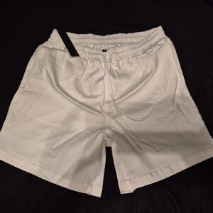 Men's White Drawstring Shorts